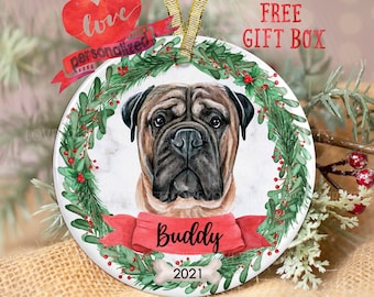 Personalized Mastiff Christmas Ornament Personalized Mastiff Ornament Dog Christmas Ornament Dog Ornament Dog Lover Gift Pet Memorial Gift
