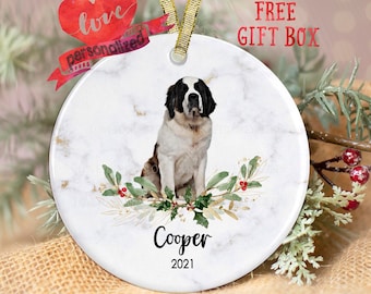 Personalized Saint Bernard Christmas Ornament Personalized Saint Bernard Ornament Dog Christmas Ornament Pet Memorial Ornament Dog Mom Gift