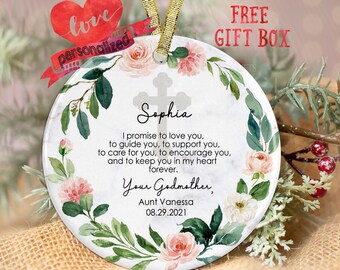 Personalized Godparents Ornament Godmother Ornament Godfather Ornament Promise To Baptism Ornament Christening Godson Goddaughter Christmas