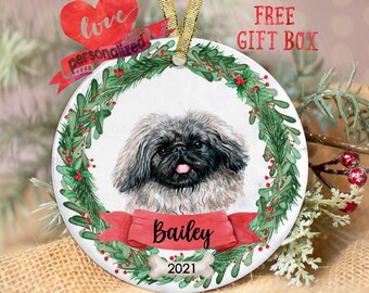 Personalized Pekingese Christmas Ornament Pekingese Ornament Personalized Dog Ornament Dog Lover Pet Ornament Dog Memorial Pet Ornament Gift