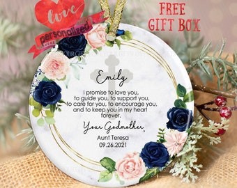 Personalized Godparents Ornament Godmother Ornament Godfather Ornament Promise To Baptism Ornament Christening Godson Goddaughter Christmas