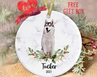 Personalized Siberian Husky Christmas Ornament Personalized Siberian Husky Ornament Dog Christmas Ornament Pet Memorial Ornament Dog Mom Dad
