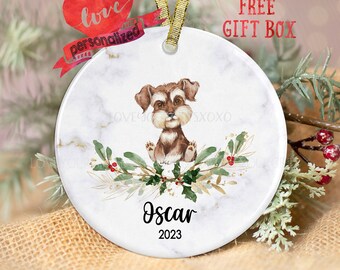 Personalized Miniature Schnauzer Puppy Ornament Custom Miniature Schnauzer Ornament Dog Ornament Dog Ornament Dog Lover Ornament Puppy Gift