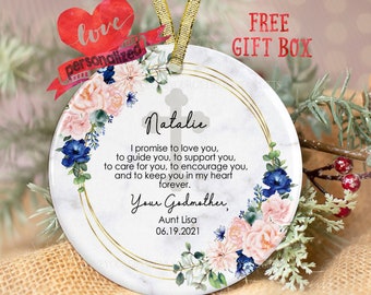 Personalized Godparents Ornament Godmother Ornament Godfather Ornament Promise To Baptism Ornament Christening Godson Goddaughter Christmas