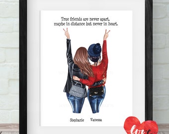 Impresión personalizada de mejores amigos, regalo para mejor amigo, regalo de cumpleaños, regalo de Navidad, impresión de amigos, regalo de amigos, impresión de mejor amiga, amigos de invierno