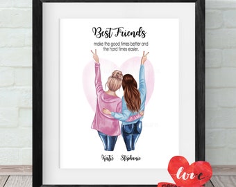 Impresión personalizada de mejores amigos, regalo para mejor amigo, regalo de cumpleaños, regalo de Navidad, impresión de amigos, regalo de amigos, impresión de mejor amiga, amigos de invierno