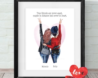 Impresión personalizada de mejores amigos, regalo para mejor amigo, regalo de cumpleaños, regalo de Navidad, impresión de amigos, regalo de amigos, impresión de mejor amiga, amigos de invierno