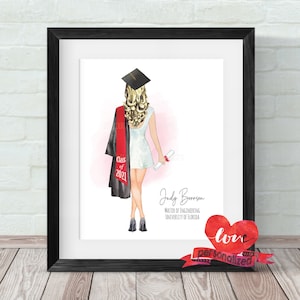 Personalisierter Abschlussdruck, Abschlussgeschenk, Abschlussgeschenk für Freunde, Schwester-Abschluss College-Abschluss-Tochter Abschluss Benutzerdefinierter bestandener