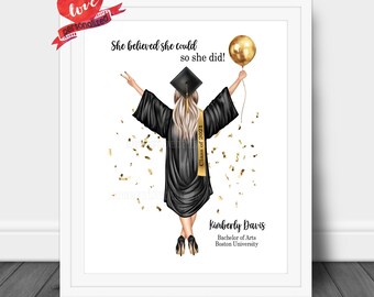 Stampa personalizzata per la laurea, regalo di laurea, regalo di laurea per amici, regalo di laurea per la sorella, laureato/a, stampa personalizzata per la classe del 2025