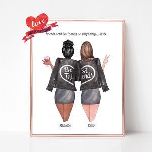 Custom Best Friends Print, Best Friend Gift, Personalized Friends Gift, Birthday Gift, Bestie Print, Friendship Gift Long Distance Sisters 8