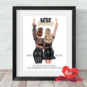 Personalized Best Friend Print, Best Friend Gift, Birthday Gift, Custom Portrait Print, Custom Friends Gift, Bestie Print, Friends Wall Art