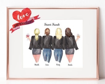 4 Impression personnalisée meilleurs amis, impression meilleures soeurs cadeau meilleur ami cadeau bestie cadeau amis cadeau d'anniversaire cadeau de Noël cadeau soeur 53