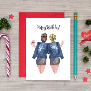 Beste vriend verjaardagskaart Happy Birthday Best Sisters verjaardagskaart Gepersonaliseerde beste vriend kaart Bestie verjaardagskaart Soul Sisters cadeau 4