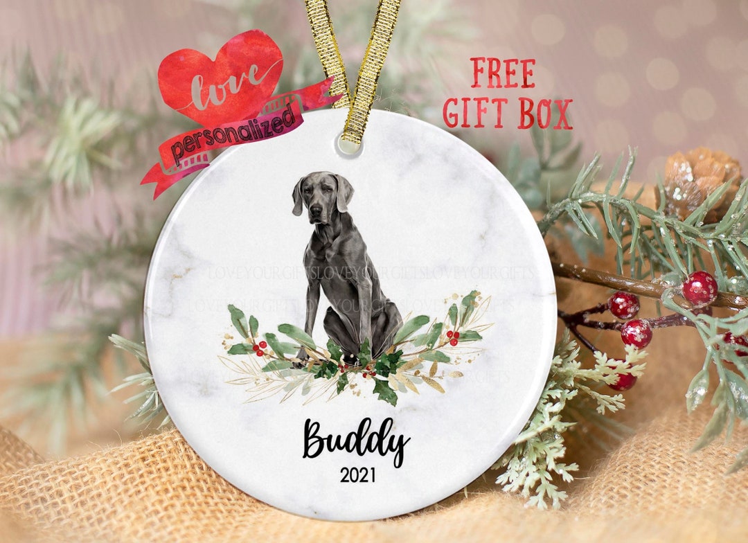 Personalized Weimaraner Christmas Ornament Personalized Weimaraner