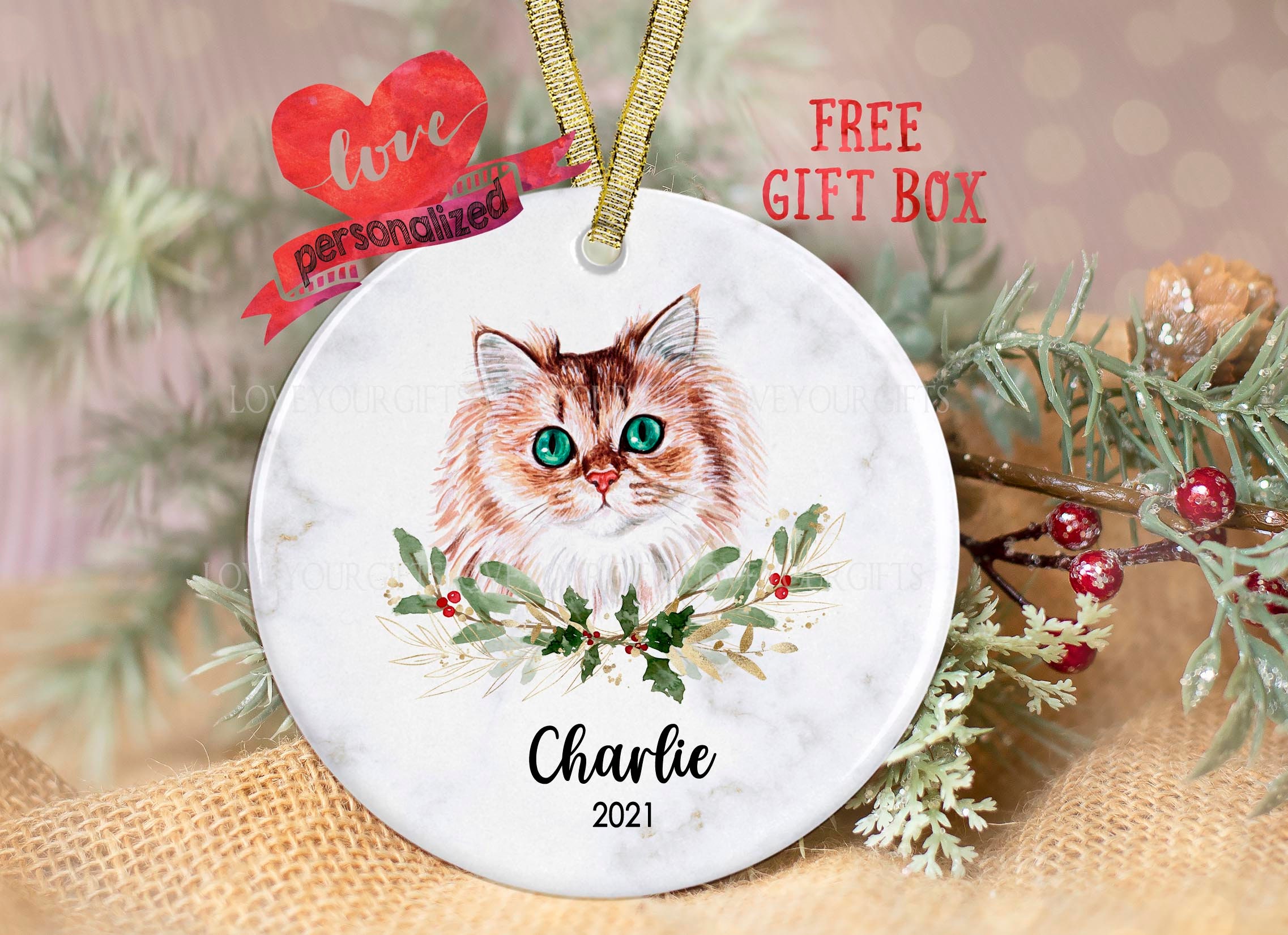 Personalized Persian Cat Christmas Ornament Custom Persian Cat Ornament ...