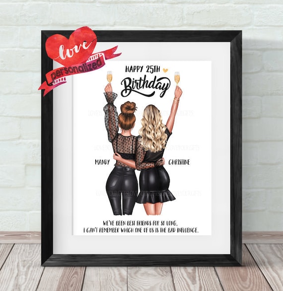 Personalized Best Friends Print Best Friend Gift Birthday | Etsy