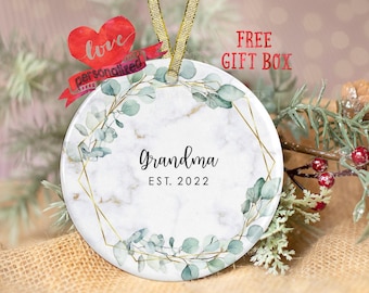 New Grandma Grandpa Established Ornament, Personalized Christmas Ornament, New Grandparents Ornament, Pregnancy Announcement, EST Ornament