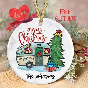 Adorno personalizado para caravana, adorno navideño para caravana, adorno personalizado para caravana, adorno para caravana feliz, adorno para caravana para familia y amigos