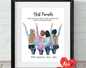 4 impresiones personalizadas de mejores amigos, regalo para mejor amigo, regalo de cumpleaños, regalo de Navidad, impresión de amigos, regalo de amigos, impresión de mejor amiga, amigos de invierno