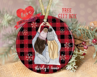 Personalized Best Friends Ornament, Christmas Ornament, Winter Friends Ornament, Friends Gift, Custom Ornament, Bestie Ornament Bestie Gift