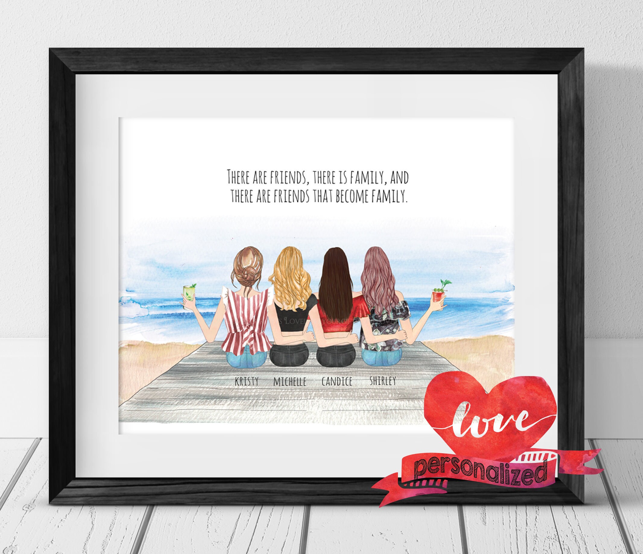 4 Personalized Best Friend Print Best Friend Gift Birthday | Etsy