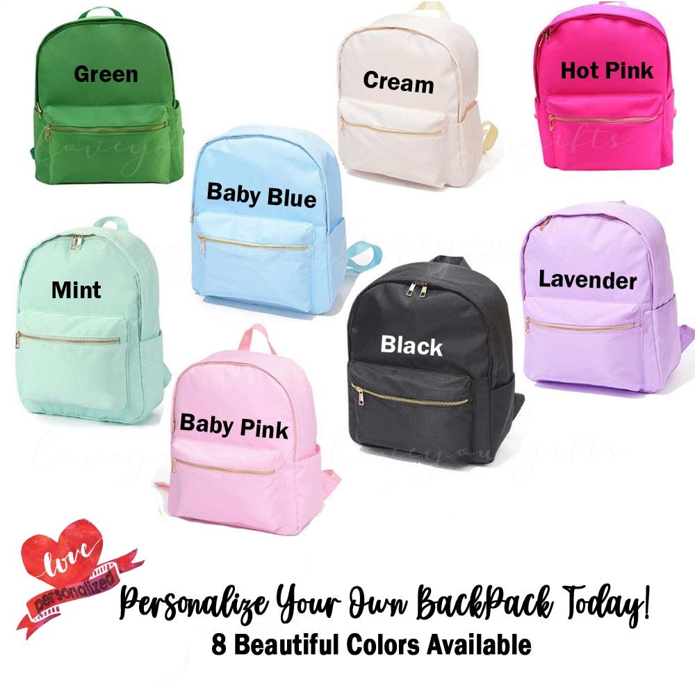 Personalized Nylon Backpack, Custom Chenille Letter Patch Backpack ...