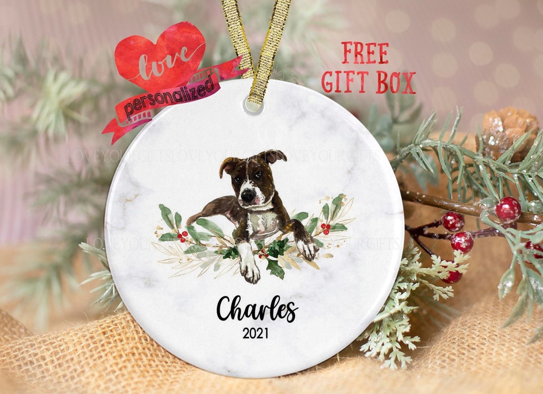 Personalized Brindle Boxer Christmas Ornament Personalized Brindle