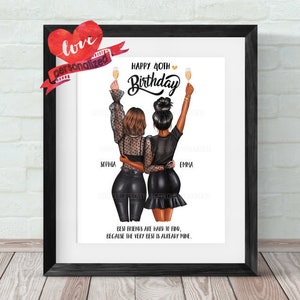 Personalized Best Friends Print, Best Friend Gift, Birthday Gift, Birthday Print, Friends Wall Art, Bestie Prints, Sister Gift, Mom Birthday