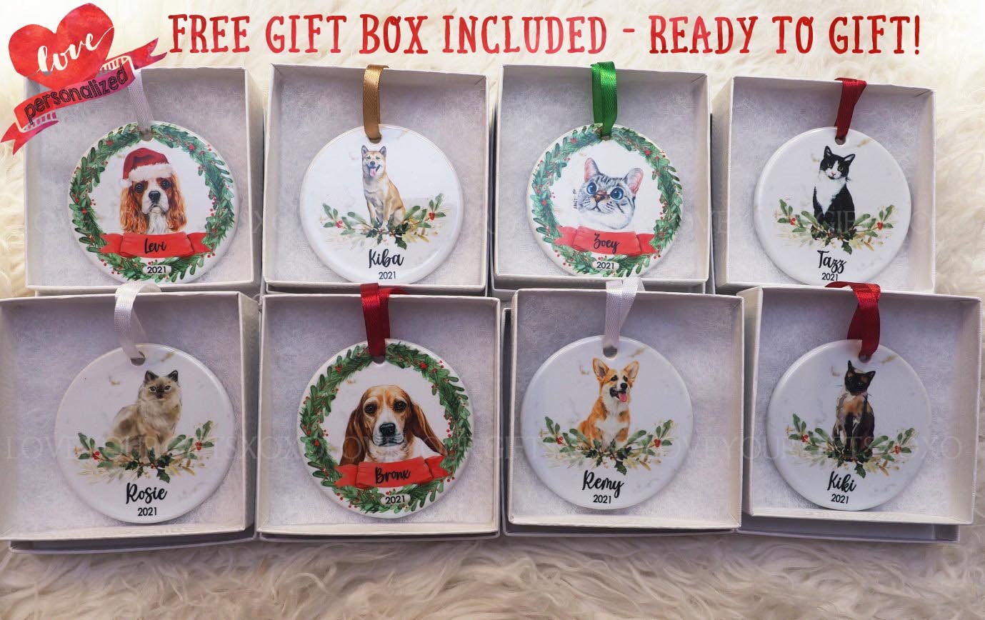 Personalized Blank and White Tuxedo Cat Christmas Ornament Custom ...