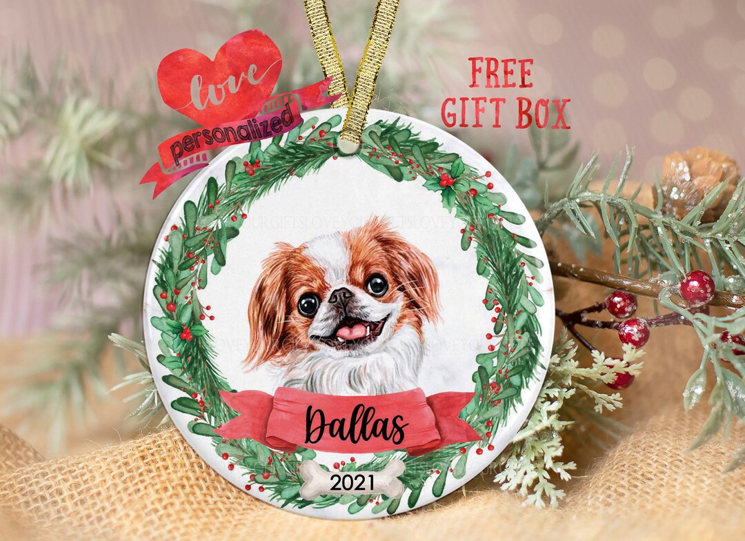 Personalized Japanese Chin Christmas Ornament Japanese Chin Ornament