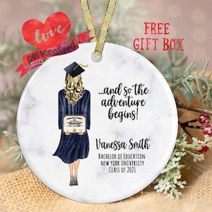 Personalized Graduation Ornament Class of 2024 Custom Graduation Christmas Ornament Masters Bachelor Doctorate College High School Grad Gift