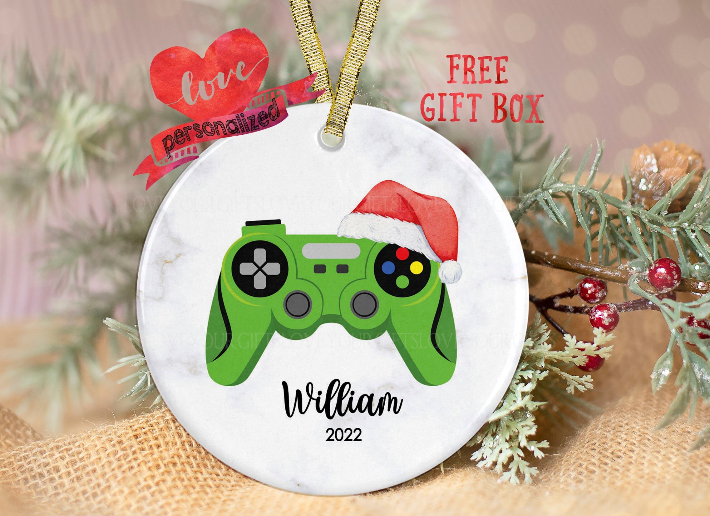 Video Gamer Christmas Ornament Personalized Boy Girl 