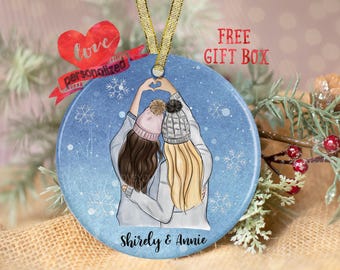 Personalized Best Friends Ornament, Christmas Ornament, Winter Friends Ornament, Friends Gift, Custom Ornament, Bestie Ornament Bestie Gift