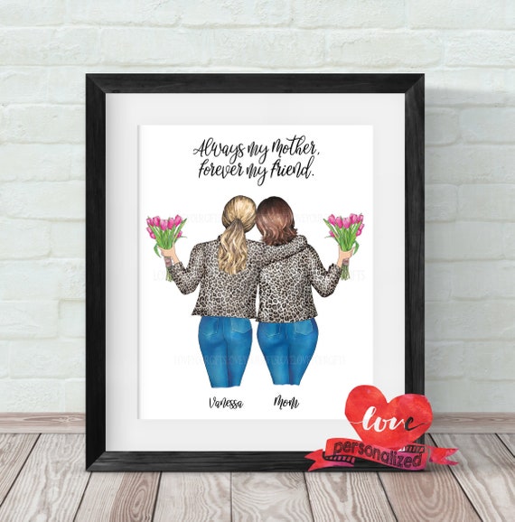 Personalised Mother and Daughter Print, Birthday Gift for Mum