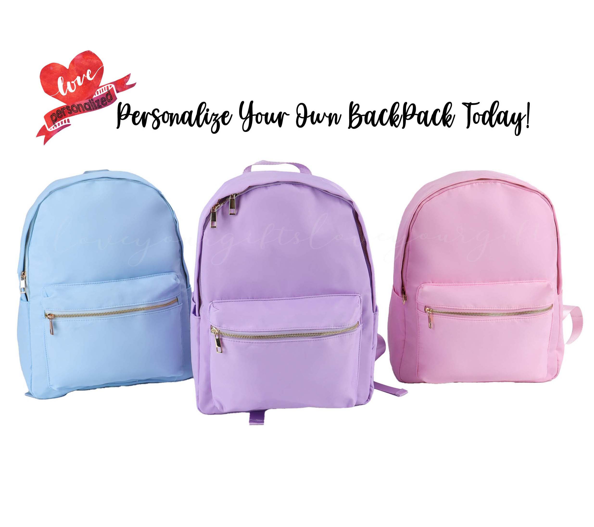 Personalized Nylon Backpack, Custom Chenille Letter Patch Backpack ...