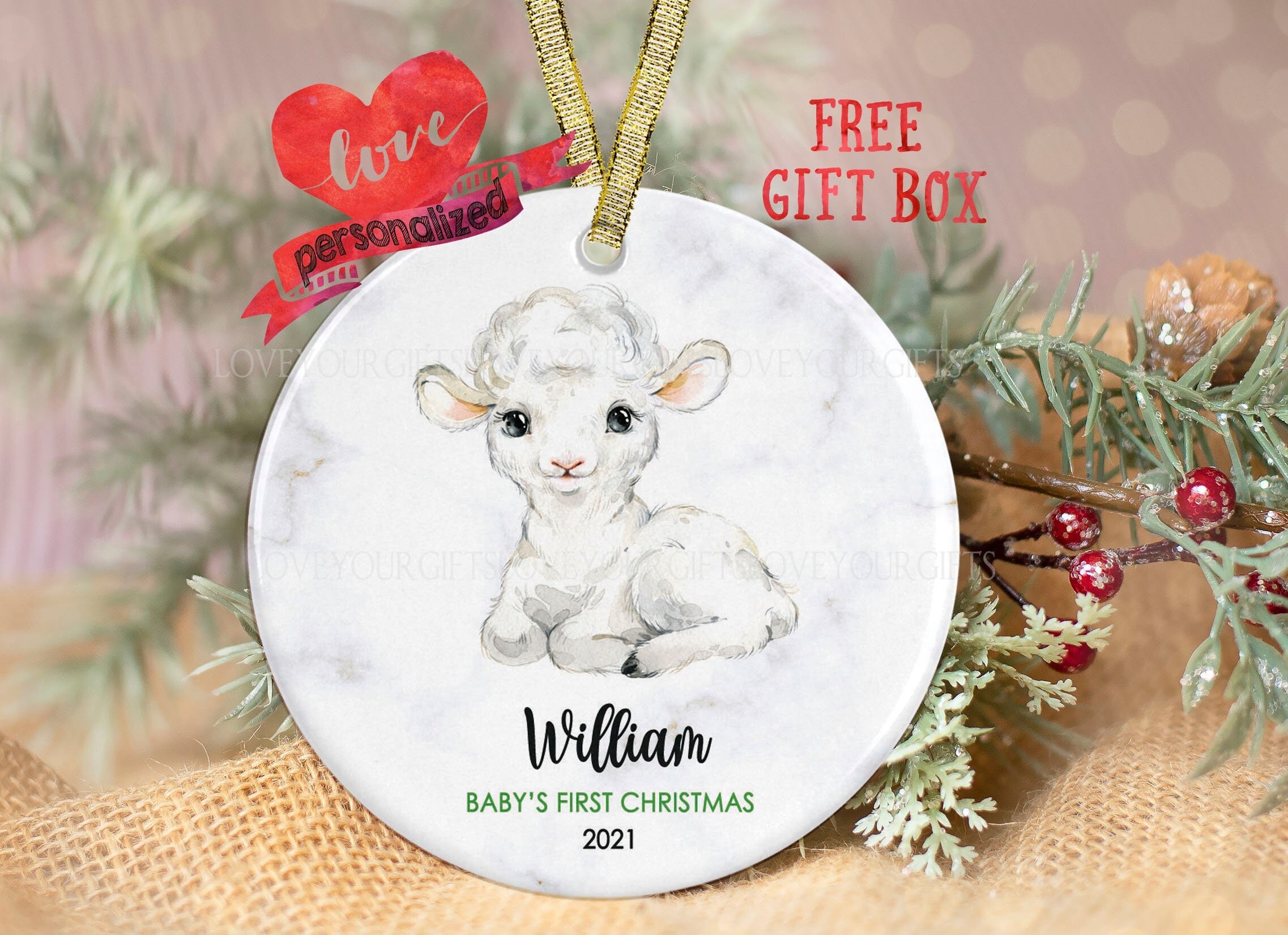 Boy With Sheep Ornament 5