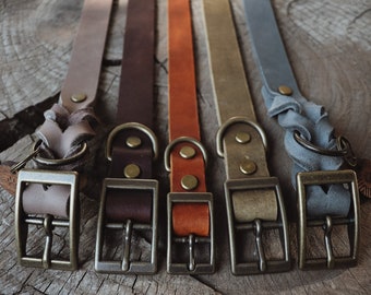 collar oiled leather | dog collar | Leather collar simple or braided