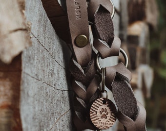 Adjustable braided leash | approx. 2 m | 3-way adjustable leather leash