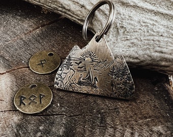 Viking brand "Midgard" brand key ring - hand stamped by nalion