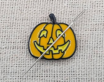 Jack 'O Lantern Needle Minder | Pumpkin | Halloween | Spooky | Magnetic Needle Minder | Needle Nanny | Cross Stitch | XStitch