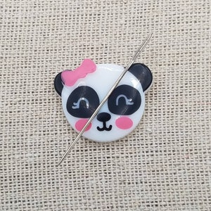 Panda Needle Minder | Bow Panda | Girl Panda | Pink Panda | Magnetic Needle Minder | Needle Nanny | Cross Stitch | Magnet | XStitch | Kawaii
