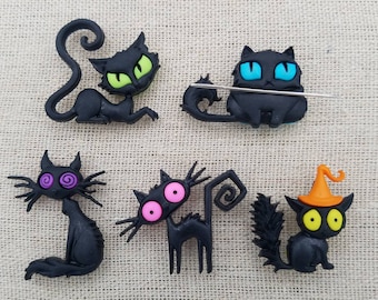 Spooky Cat Needle Minder | Halloween | Black Cat | Kitty | Creepy | Witchy | Magnetic Needle Minder | Nanny | Keeper | Cover Minder