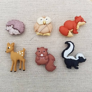 Woodland Creatures Needle Minder Fox Owl Hedgehog Deer Beaver Skunk Magnetic Needle Minder Needle Nanny Keeper image 1