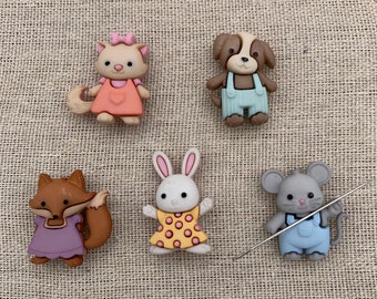 Furry Friend Needle Minder | Cat | Bunny | Rabbit | Dog | Fox | Mouse | Magnetic Minder | Nanny | Keeper | Cover Minder