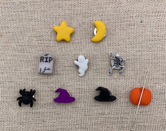 Tiny Halloween Needle Minder | Star Moon | Ghost | RIP Tombstone | Pumpkin | Witch | Pumpkin | Magnetic | Nanny | Keeper | Cover Minder