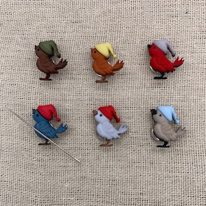 Winter Hat Bird Needle Minder | Bluebird | Cardinal |  Robin |  Holiday | Magnetic Minder | Nanny | Keeper | Cover Minder | Christmas | Snow