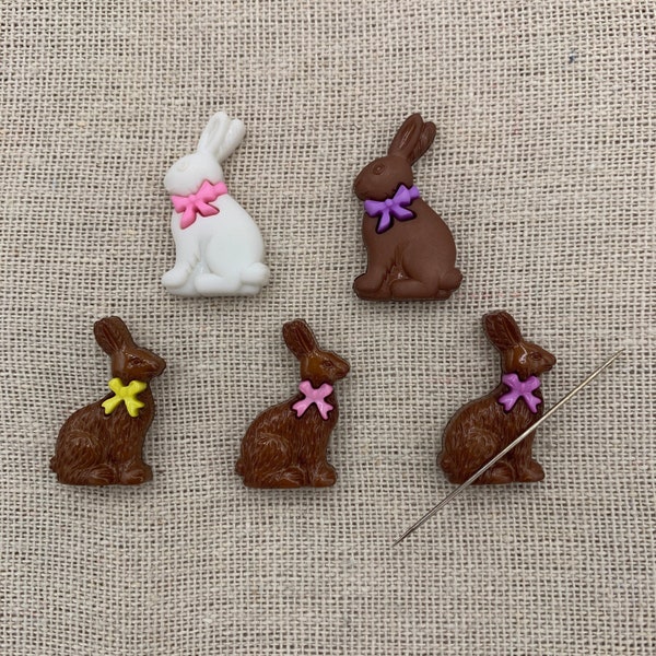 Chocolate Bunny Needle Minder | Rabbit | White | Brown | Magnetic Minder | Needle Nanny | Keeper | Cover Minder | Spring | Easter