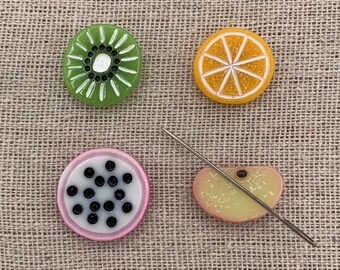Mini Fruit Slice Needle Minder | Orange | Kiwi | Dragonfruit | Apple | Magnetic Minder | Needle Nanny | Food | Keeper | Cover Minder