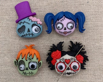Zombie Needle Minder | Halloween | Day of the Dead | Needle Nanny | Magnetic Needle Minder | Googly Eye | Keeper | Cover Minder