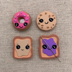 Kawaii Treats Needle Minder | Donut | Doughnut | Cookie | Peanut Butter | Jelly | Cute | Food | Magnetic | Nanny |  Keeper | Cover Minder